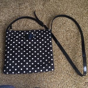 Kate Spade Polkadot nylon crossbody w patent strap